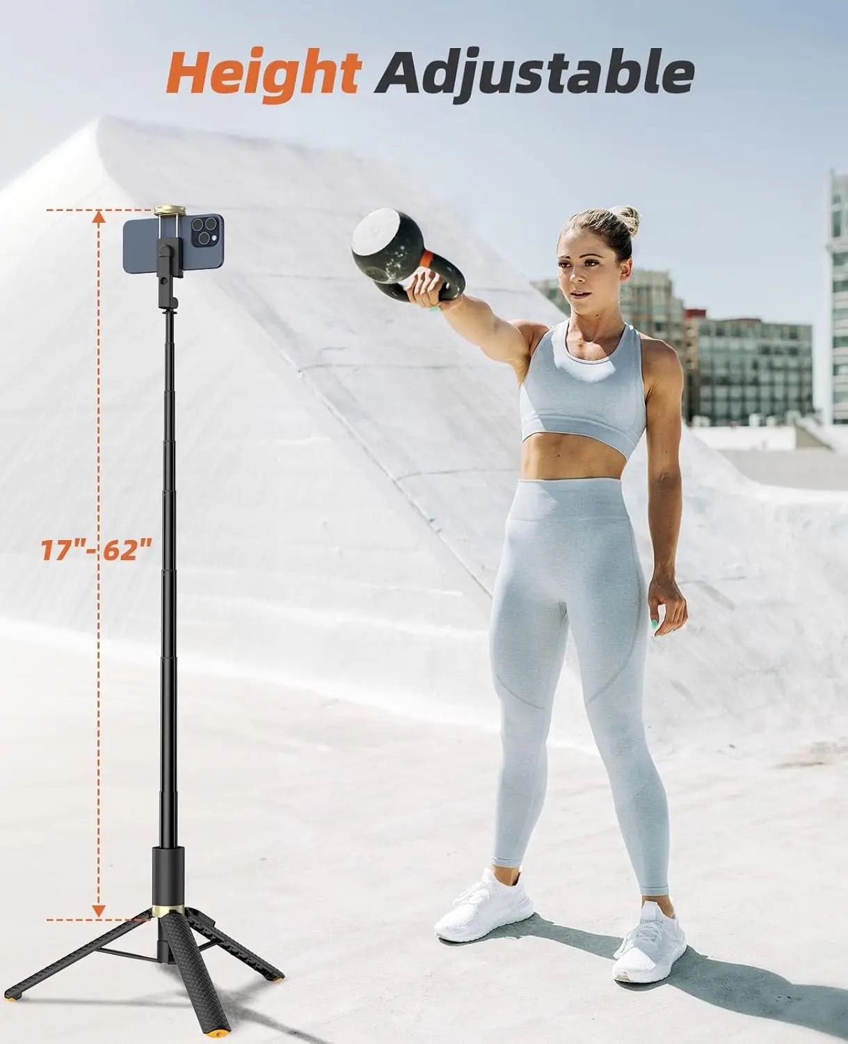 62-Inch Portable Phone Tripod and Selfie Stick with Remote Control, Lightweight and Extendable Stand for iPhone and Android, Ideal for Video Recording and Vlogging