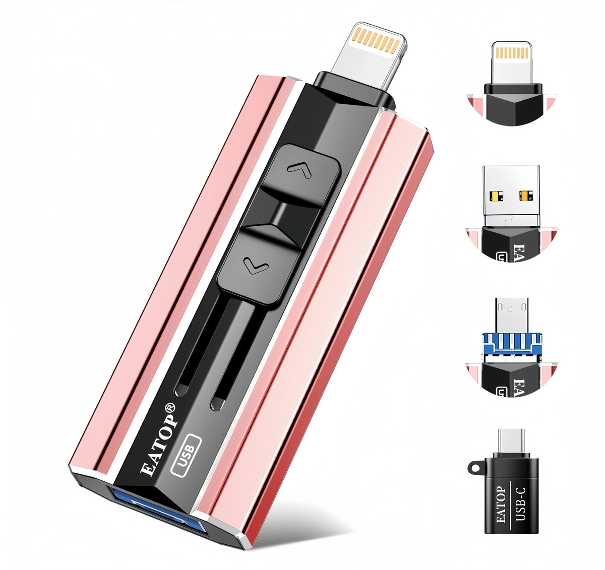 EATOP USB Flash Drive - OTG External Storage Solution for iPhone, iPad, Android, and PC, USB-C Compatible, Ideal for Travel and Work, Plug-and-Play Photo/Video Backup, No App Required, Sohochic