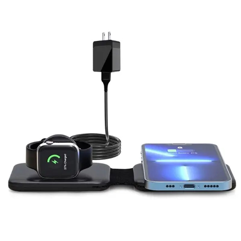GEEKYFUNTECH Compact Foldable Fast Wireless Charging Station (Black) - Travel-Friendly Wireless Charger