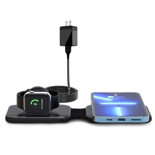 GEEKYFUNTECH Compact Foldable Fast Wireless Charging Station (Black) - Travel-Friendly Wireless Charger