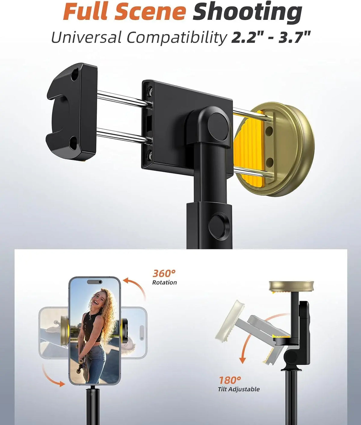 62-Inch Portable Phone Tripod and Selfie Stick with Remote Control, Lightweight and Extendable Stand for iPhone and Android, Ideal for Video Recording and Vlogging