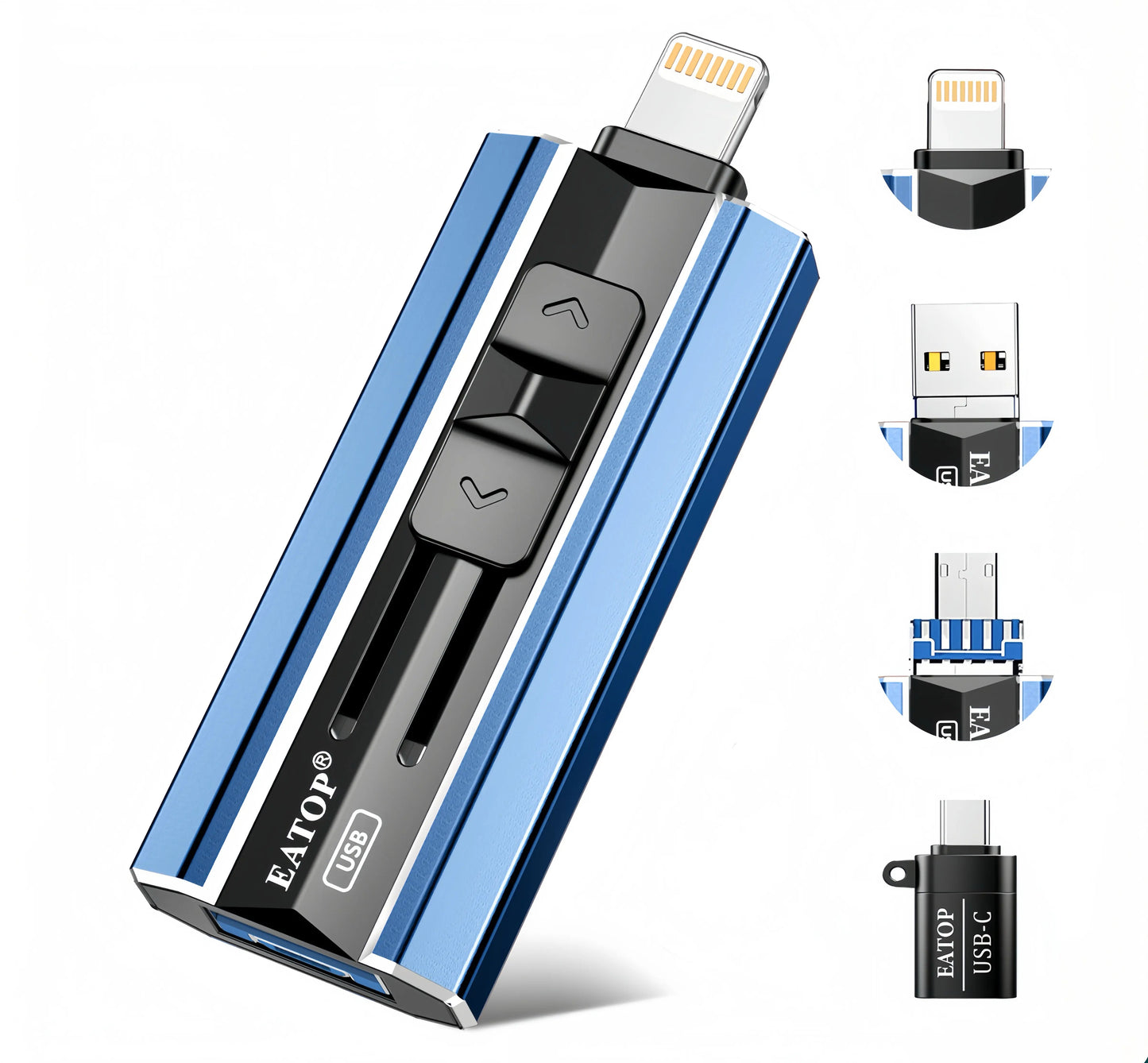 EATOP USB Flash Drive - OTG External Storage Solution for iPhone, iPad, Android, and PC, USB-C Compatible, Ideal for Travel and Work, Plug-and-Play Photo/Video Backup, No App Required, Sohochic