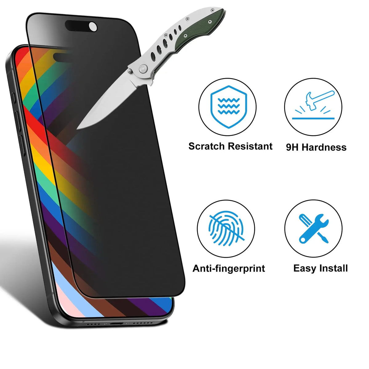 Mothca Matte Privacy Screen Protector for Iphone 13/14/15/16/17 Pro Max plus with Easy Installation Tool, anti Spy anti Glare Full Coverage Tempered Glass Film, Anti-Fingerprint, Case Friendly Smooth as Silk Protective Shockproof