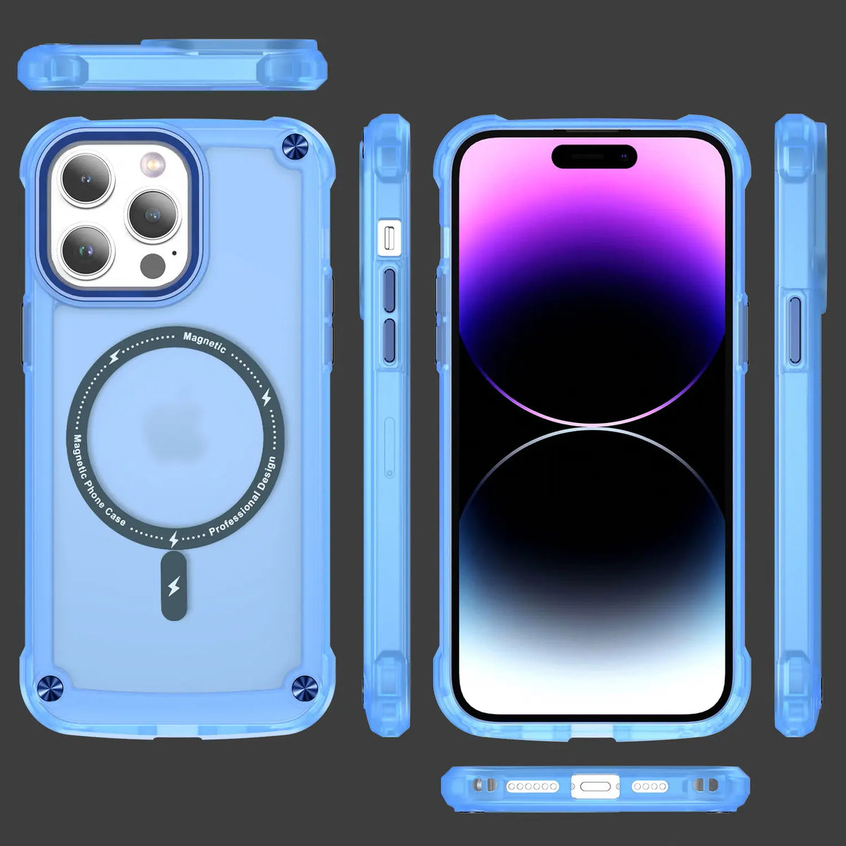 Magnetic Shockproof Protective Case for iPhone 15 Pro Max, 14, 13, and 12