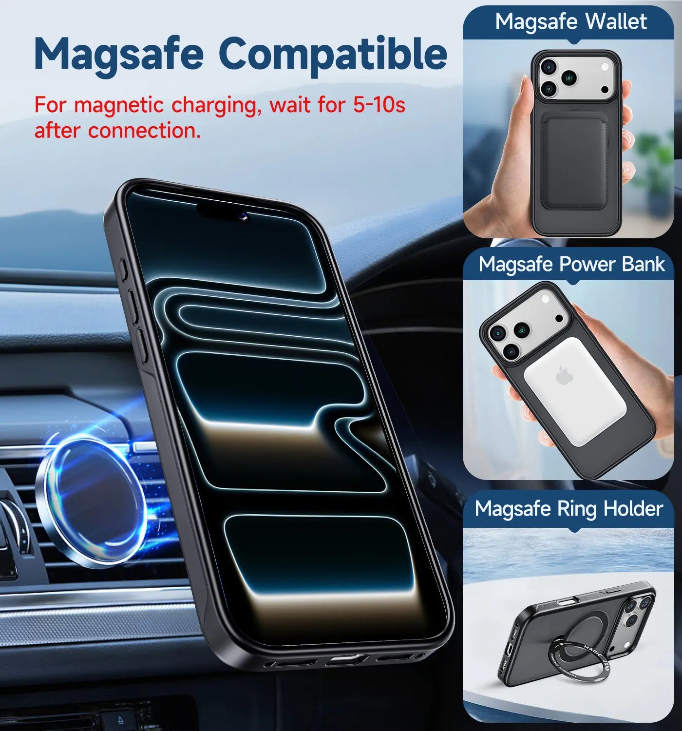 MAGIC JOHN 360 Degrees Rotating Magnetic Stand Phone Case for Iphone and Samsung