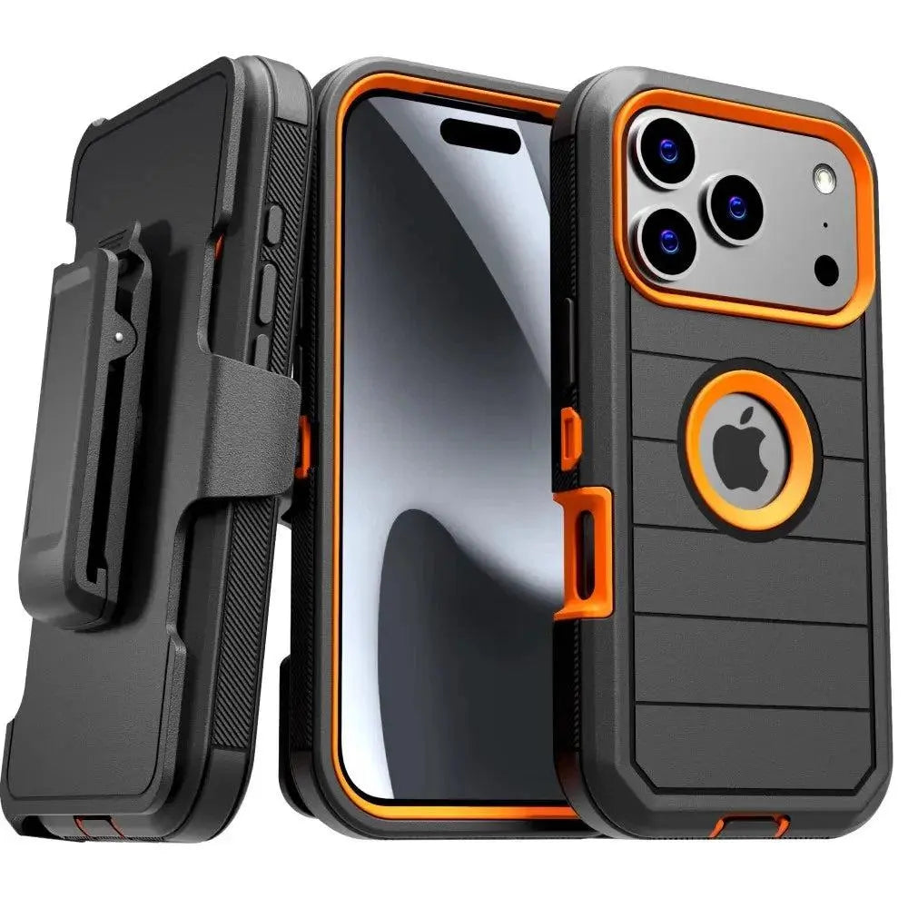 Rome Tech Heavy-Duty Shockproof Defender Case for iPhone 15/16/17 Pro Max - Four Layers of Protection with Integrated Kickstand