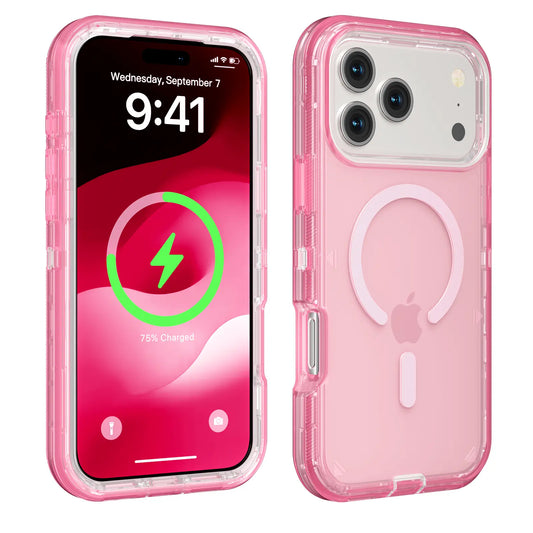 3-in-1 Transparent Phone Case for iPhone 17 Pro Max, Compatible with MagSafe, Durable Dual-Layer Magnetic Design, Heavy-Duty Shockproof and Anti-Drop Protection