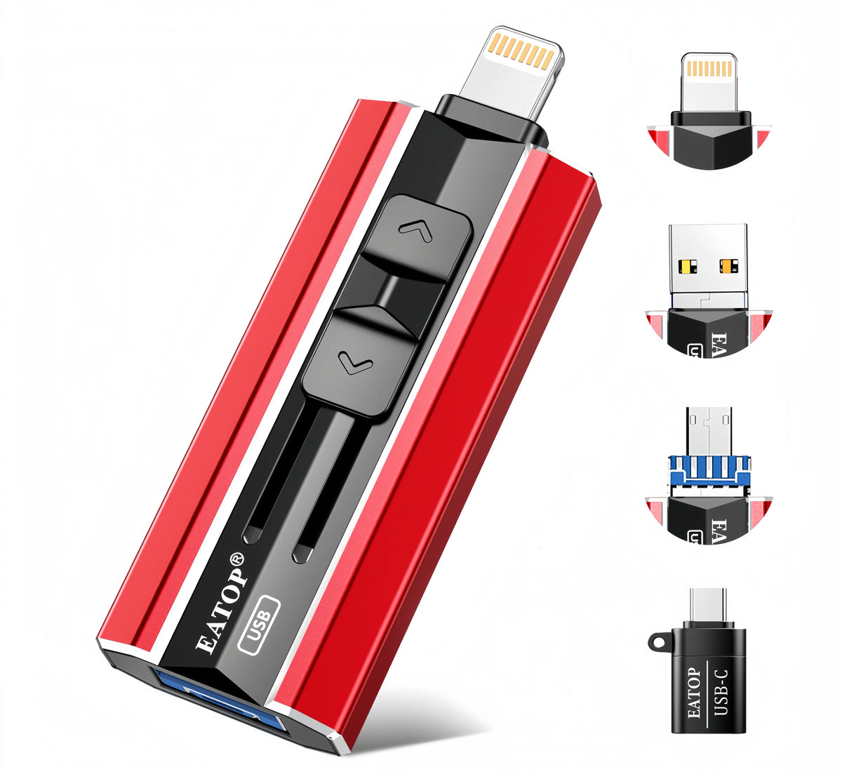 EATOP USB Flash Drive - OTG External Storage Solution for iPhone, iPad, Android, and PC, USB-C Compatible, Ideal for Travel and Work, Plug-and-Play Photo/Video Backup, No App Required, Sohochic