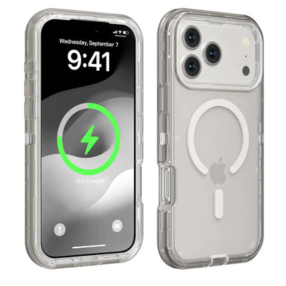 3-in-1 Transparent Phone Case for iPhone 17 Pro Max, Compatible with MagSafe, Durable Dual-Layer Magnetic Design, Heavy-Duty Shockproof and Anti-Drop Protection