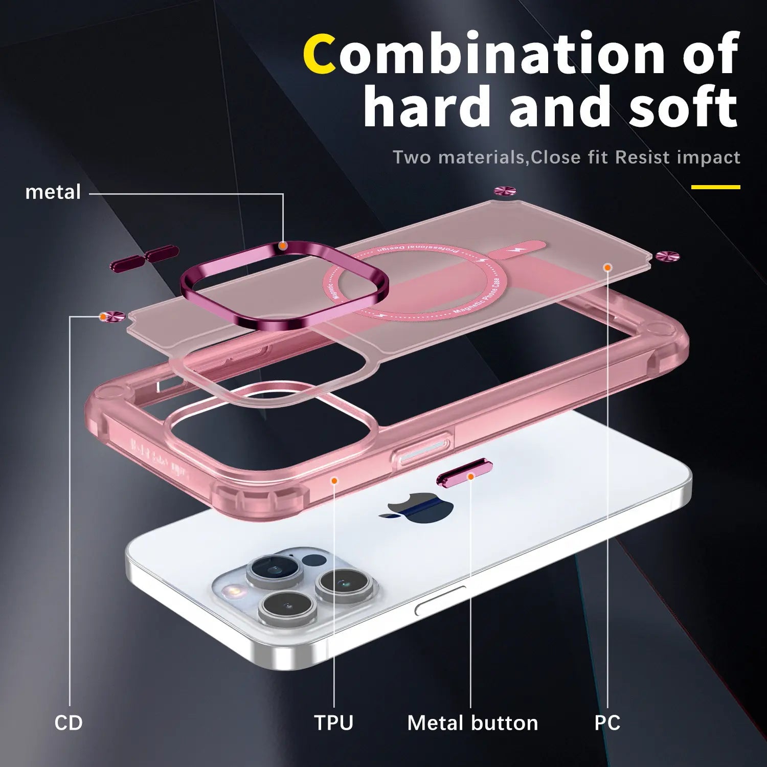 Magnetic Shockproof Protective Case for iPhone 15 Pro Max, 14, 13, and 12