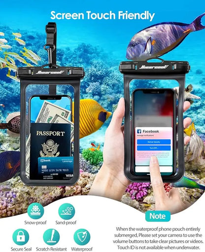2-Pack IPX8 Waterproof Phone Pouch - TPU Material, 8.3" Touch Screen Compatibility, Adjustable Lanyard, Compatible with iPhone 15/14/13/12 Pro Max, Essential for Beach and Swimming Activities