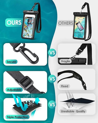 2-Pack IPX8 Waterproof Phone Pouch - TPU Material, 8.3" Touch Screen Compatibility, Adjustable Lanyard, Compatible with iPhone 15/14/13/12 Pro Max, Essential for Beach and Swimming Activities