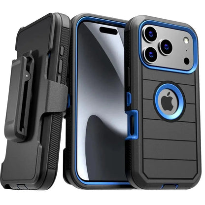 Rome Tech Heavy-Duty Shockproof Defender Case for iPhone 15/16/17 Pro Max - Four Layers of Protection with Integrated Kickstand