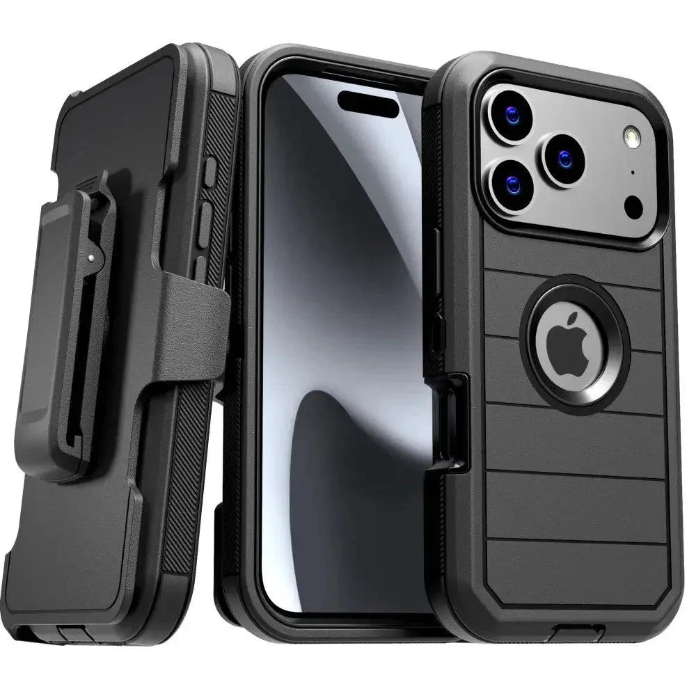 Rome Tech Heavy-Duty Shockproof Defender Case for iPhone 15/16/17 Pro Max - Four Layers of Protection with Integrated Kickstand