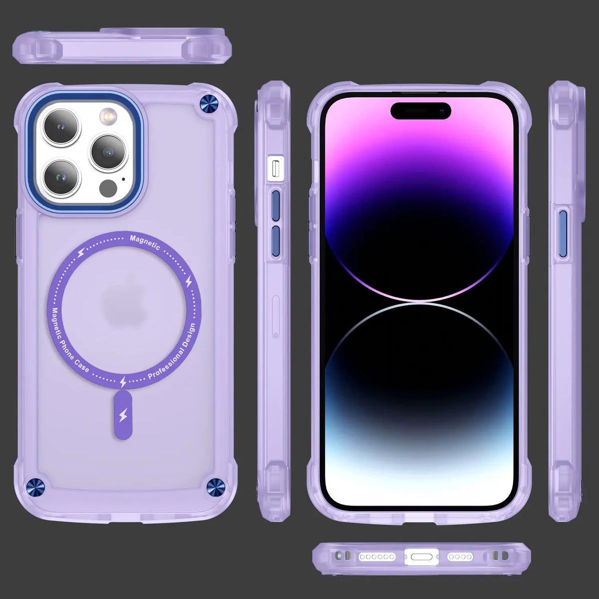 Magnetic Shockproof Protective Case for iPhone 15 Pro Max, 14, 13, and 12
