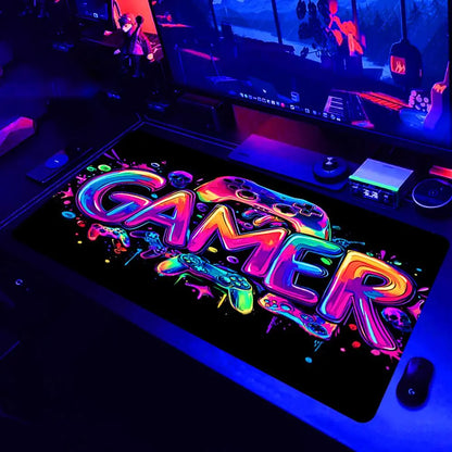 Large UV Reactive Gaming Mouse Pad - Non-Slip Rubber Material for E-Sports and Gaming Accessories