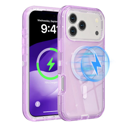 3-in-1 Transparent Phone Case for iPhone 17 Pro Max, Compatible with MagSafe, Durable Dual-Layer Magnetic Design, Heavy-Duty Shockproof and Anti-Drop Protection