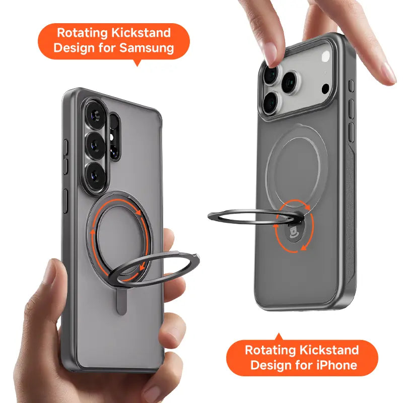 MAGIC JOHN 360 Degrees Rotating Magnetic Stand Phone Case for Iphone and Samsung