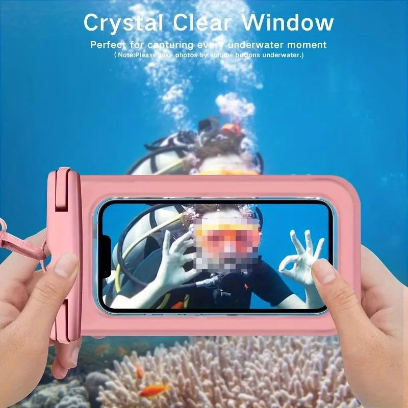 Universal Waterproof Phone Bag with Lanyard - Large Capacity Transparent Case for Swimming, Beach, and Pool Use