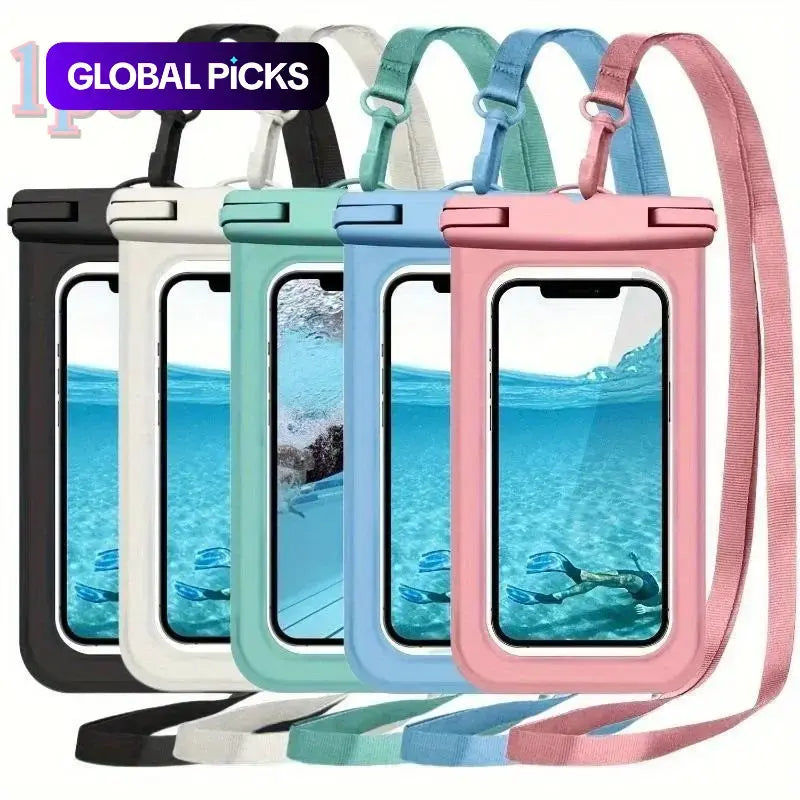Universal Waterproof Phone Bag with Lanyard - Large Capacity Transparent Case for Swimming, Beach, and Pool Use