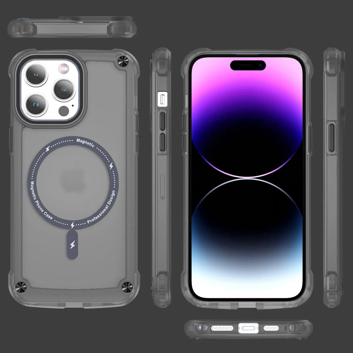 Magnetic Shockproof Protective Case for iPhone 15 Pro Max, 14, 13, and 12