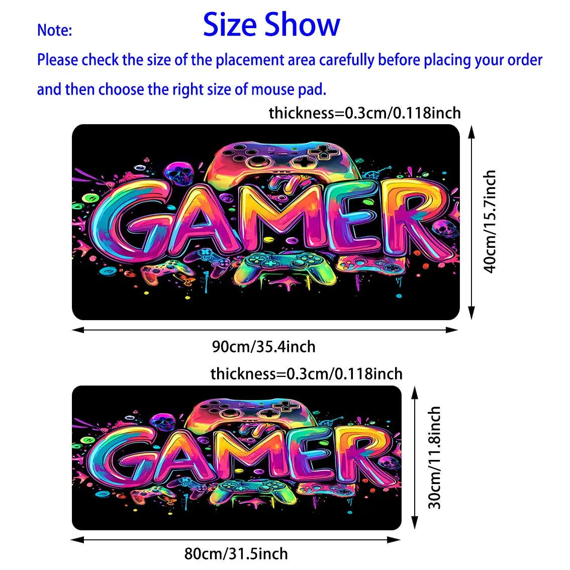 Large UV Reactive Gaming Mouse Pad - Non-Slip Rubber Material for E-Sports and Gaming Accessories