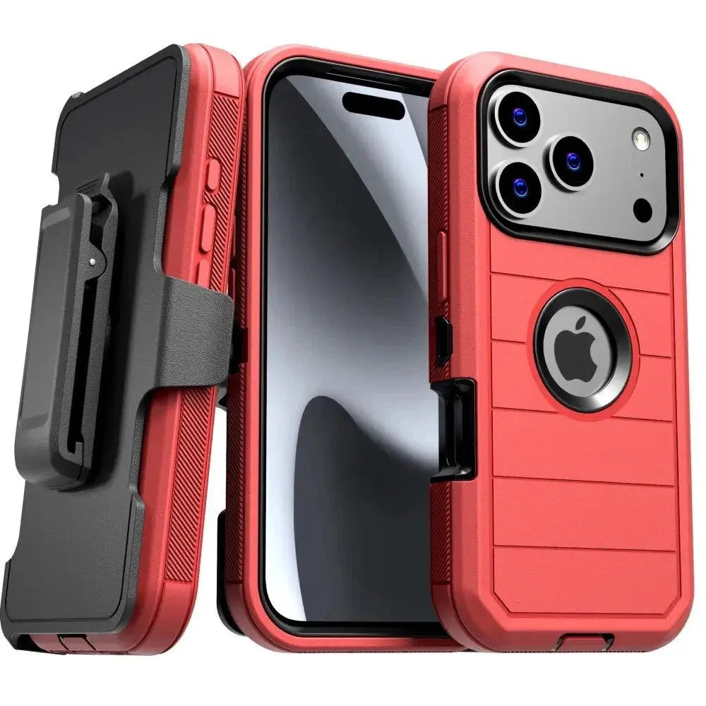 Rome Tech Heavy-Duty Shockproof Defender Case for iPhone 15/16/17 Pro Max - Four Layers of Protection with Integrated Kickstand