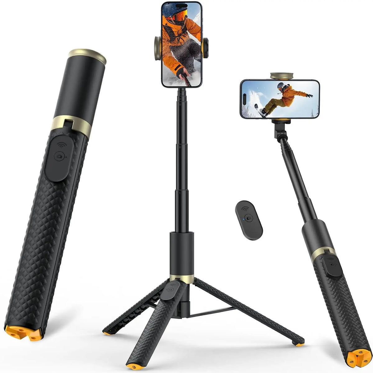 62-Inch Portable Phone Tripod and Selfie Stick with Remote Control, Lightweight and Extendable Stand for iPhone and Android, Ideal for Video Recording and Vlogging