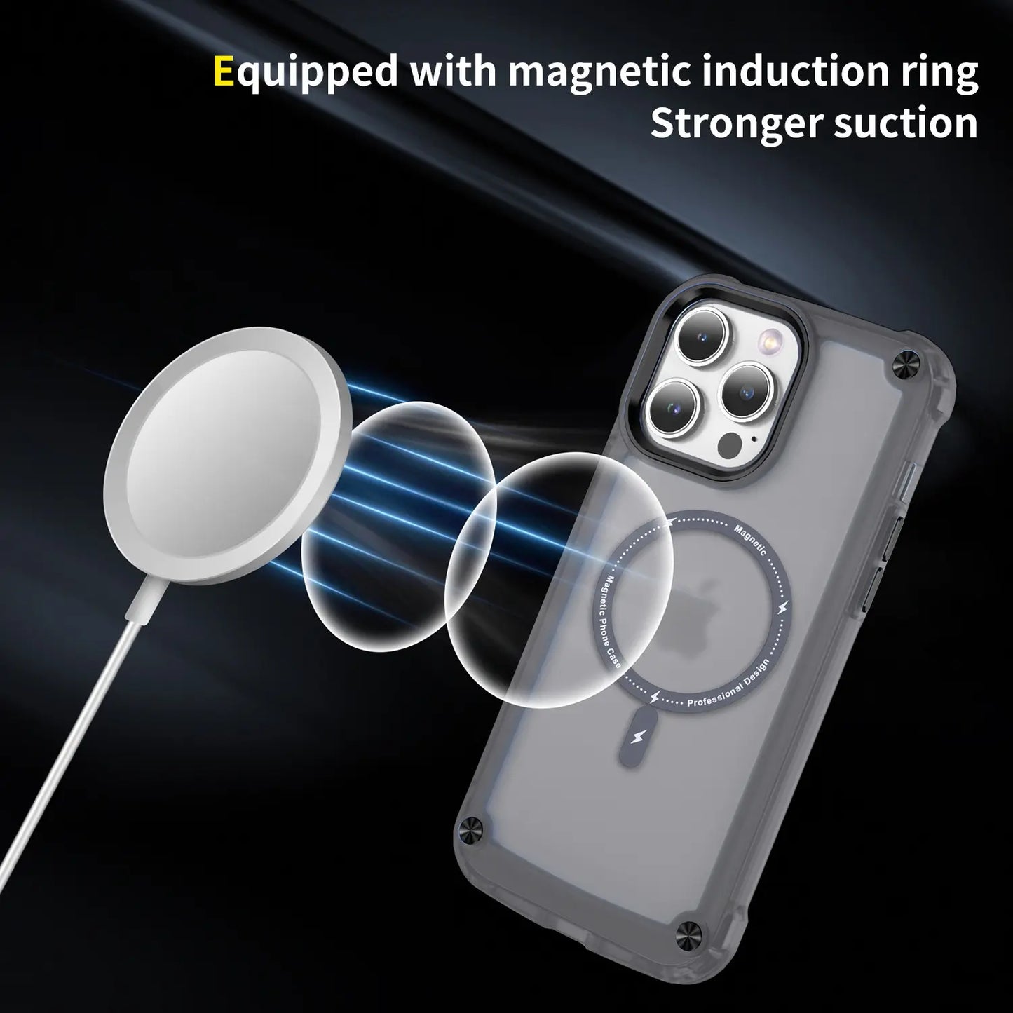 Magnetic Shockproof Protective Case for iPhone 15 Pro Max, 14, 13, and 12