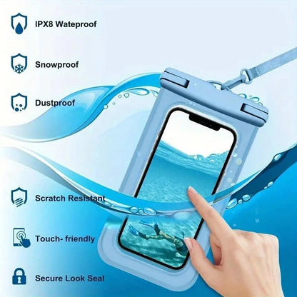 Universal Waterproof Phone Bag with Lanyard - Large Capacity Transparent Case for Swimming, Beach, and Pool Use