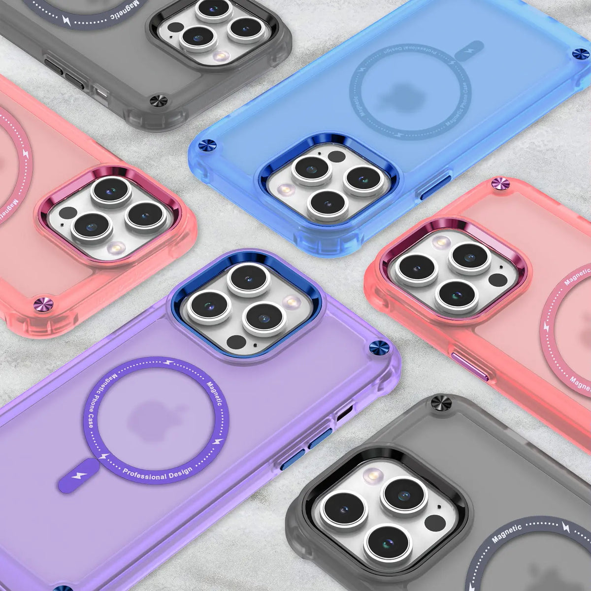 Magnetic Shockproof Protective Case for iPhone 15 Pro Max, 14, 13, and 12
