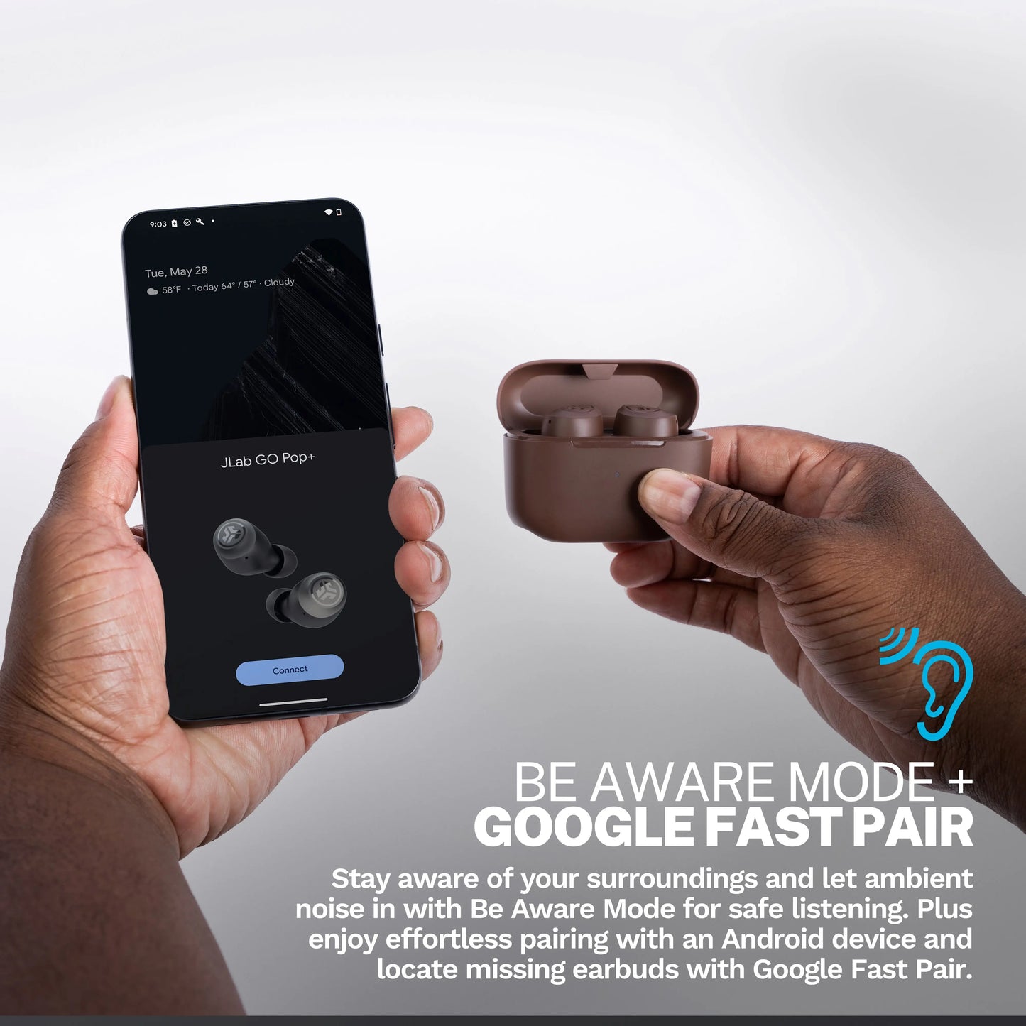 JLab GO Tones+ True Wireless Bluetooth Earbuds - 35+ Hours Playtime, Customizable EQ, Fast Charging, Integrated Cable, Touch Controls