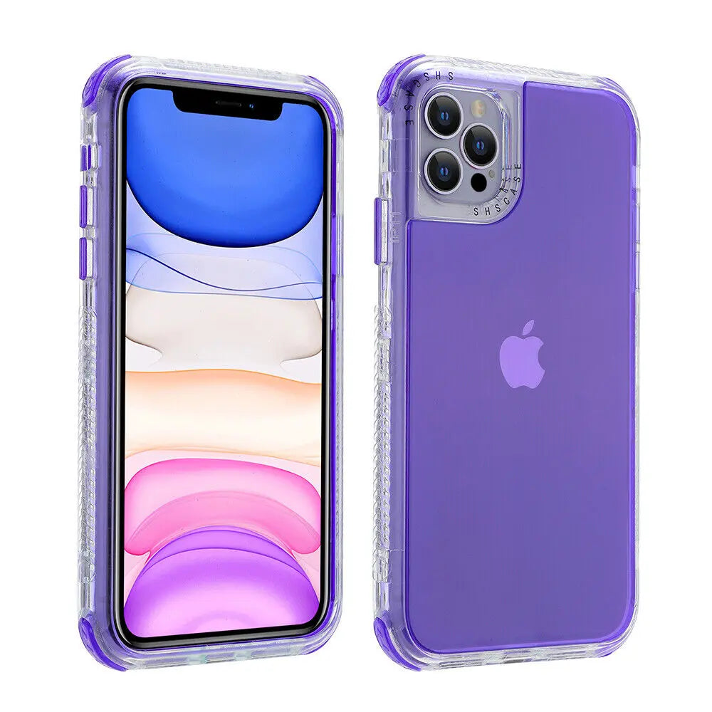 Clear Defender Colorful Hybrid Shockproof Case for iPhone 17 Pro Max, 16, 15, 14, and 13 - Durable Protection for Back to School