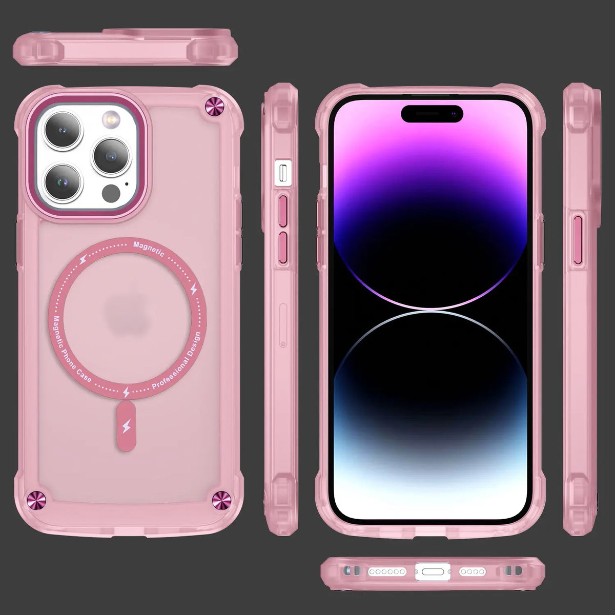 Magnetic Shockproof Protective Case for iPhone 15 Pro Max, 14, 13, and 12