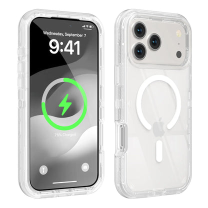 3-in-1 Transparent Phone Case for iPhone 17 Pro Max, Compatible with MagSafe, Durable Dual-Layer Magnetic Design, Heavy-Duty Shockproof and Anti-Drop Protection