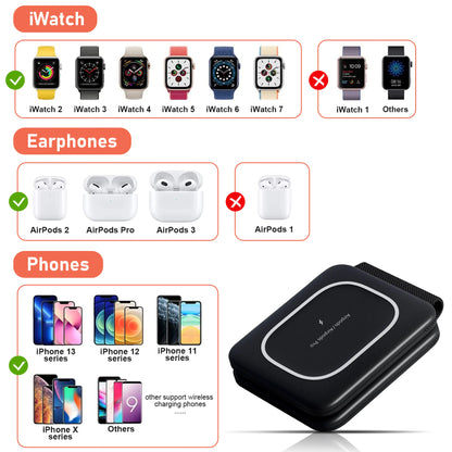 GEEKYFUNTECH Compact Foldable Fast Wireless Charging Station (Black) - Travel-Friendly Wireless Charger