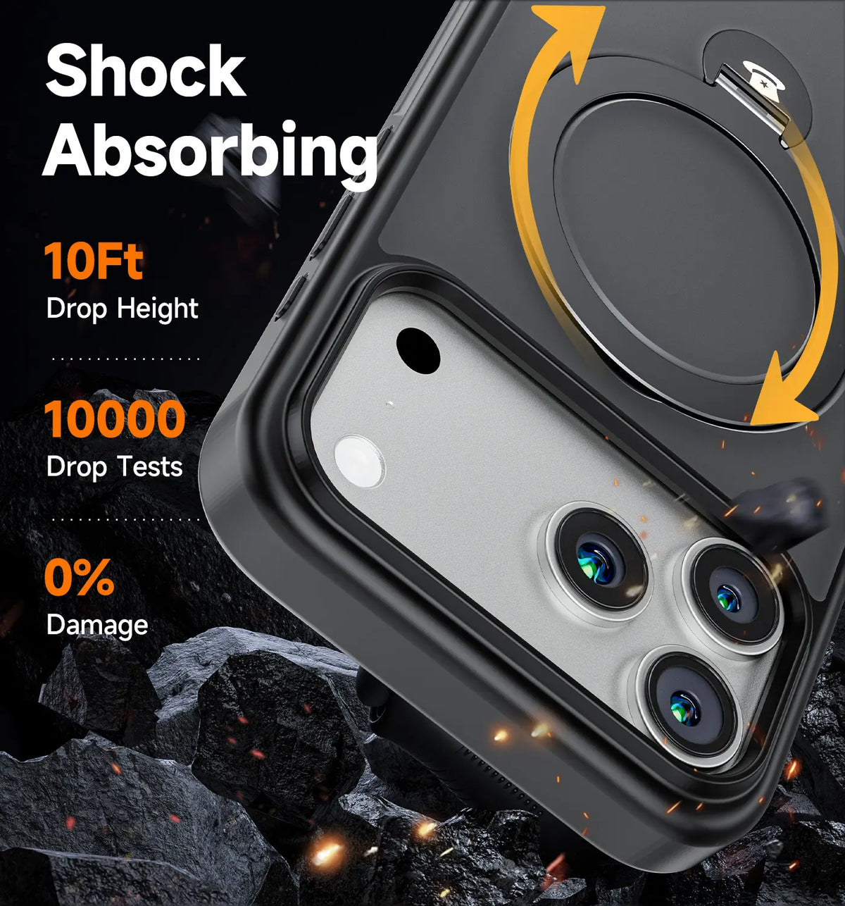 MAGIC JOHN 360 Degrees Rotating Magnetic Stand Phone Case for Iphone and Samsung